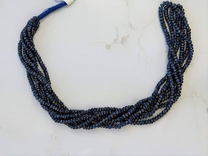 Deep Navy Blue Sapphire 2.5mm Faceted Rondelles