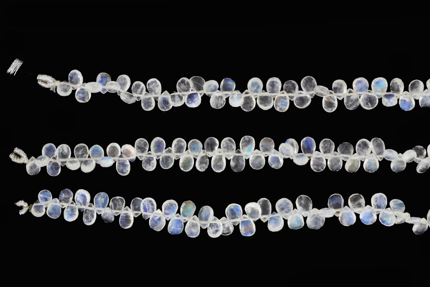 AA Blue Rainbow Moonstone 5x3mm Faceted Pear Shaped Briolettes