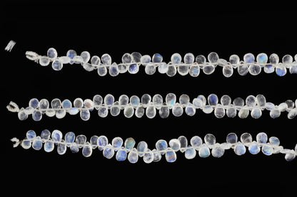 AA Blue Rainbow Moonstone 5x3mm Faceted Pear Shaped Briolettes