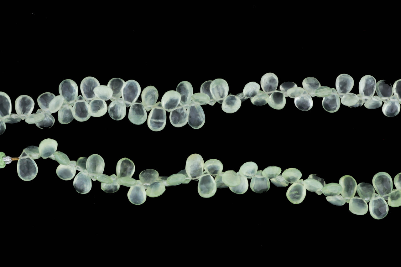 Green Prehnite 8x5mm Faceted Pear Shaped Briolettes