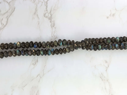 Natural Blue Labradorite 10mm Faceted Rondelles