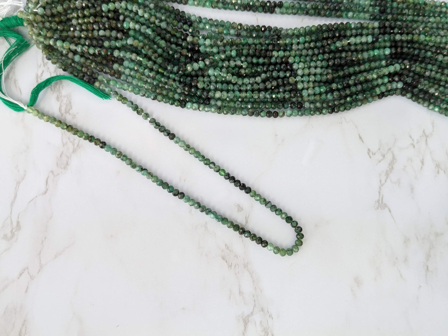 Ombre Sakoda Emerald 3.5mm Faceted Rondelles