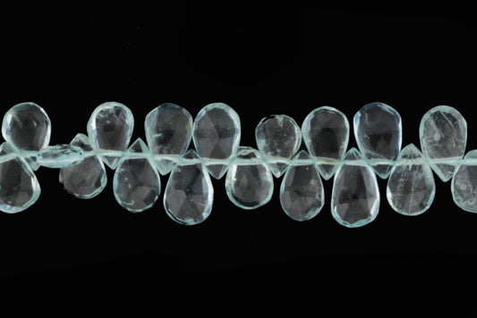 Blue Aquamarine 7x5mm Faceted Pear Shaped Briolettes