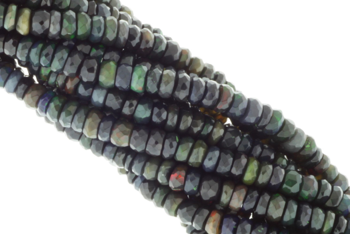 Black Ethiopian Opal 3.5mm Faceted Rondelles