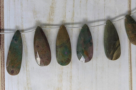 Bi-Color Agate 25x12mm Faceted Pear Shaped Briolettes