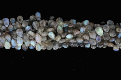 Blue Labradorite 8x6mm Faceted Pear Shaped Briolettes