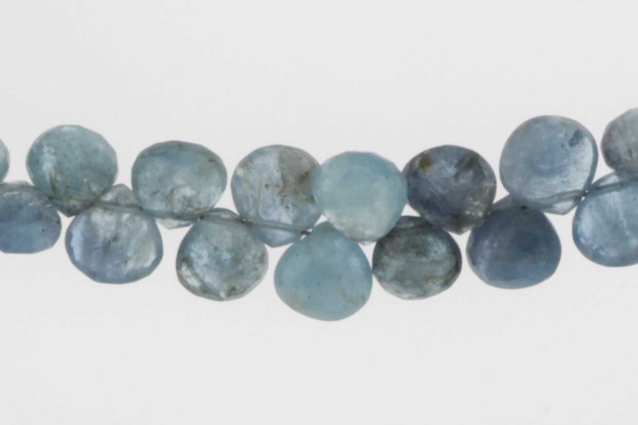 Blue Moss Aquamarine 5mm Faceted Heart Shaped Briolettes