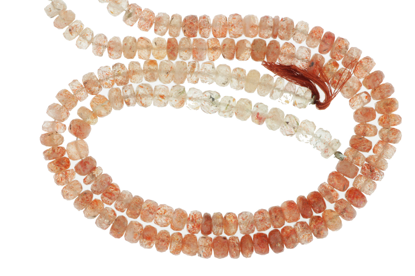 Ombre Orange Sunstone 7mm Faceted Rondelles