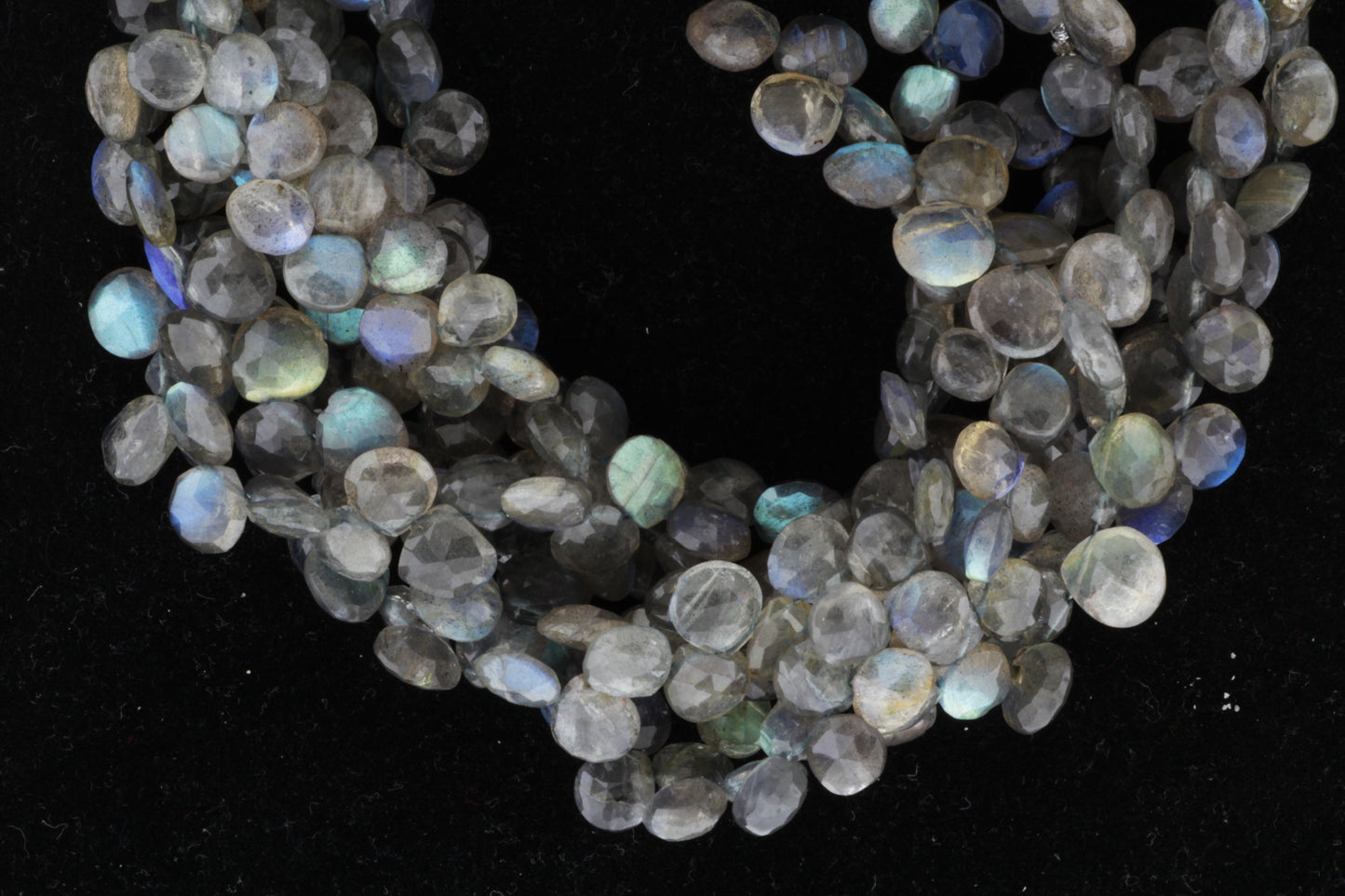 Blue Labradorite 8mm Faceted Heart Shaped Briolettes