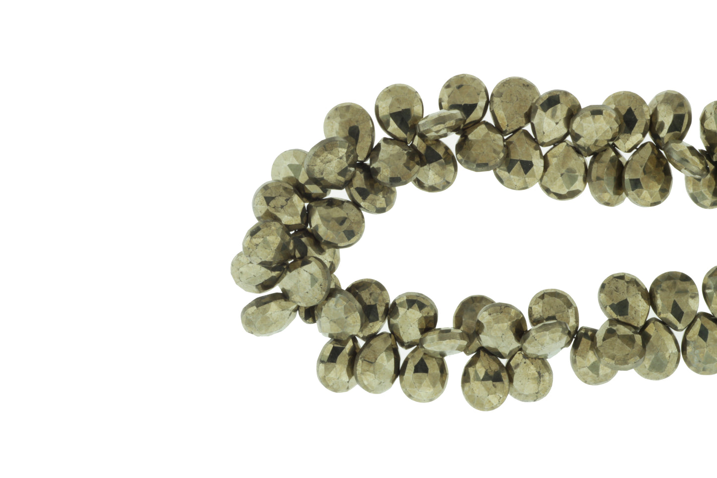 Natural Pyrite 11x9mm Faceted Pear Shaped Briolettes
