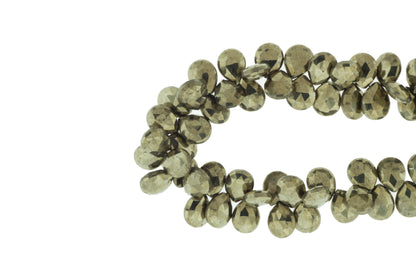 Natural Pyrite 11x9mm Faceted Pear Shaped Briolettes