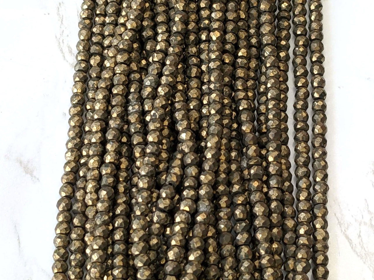 Natural Pyrite 4mm Faceted Rondelles
