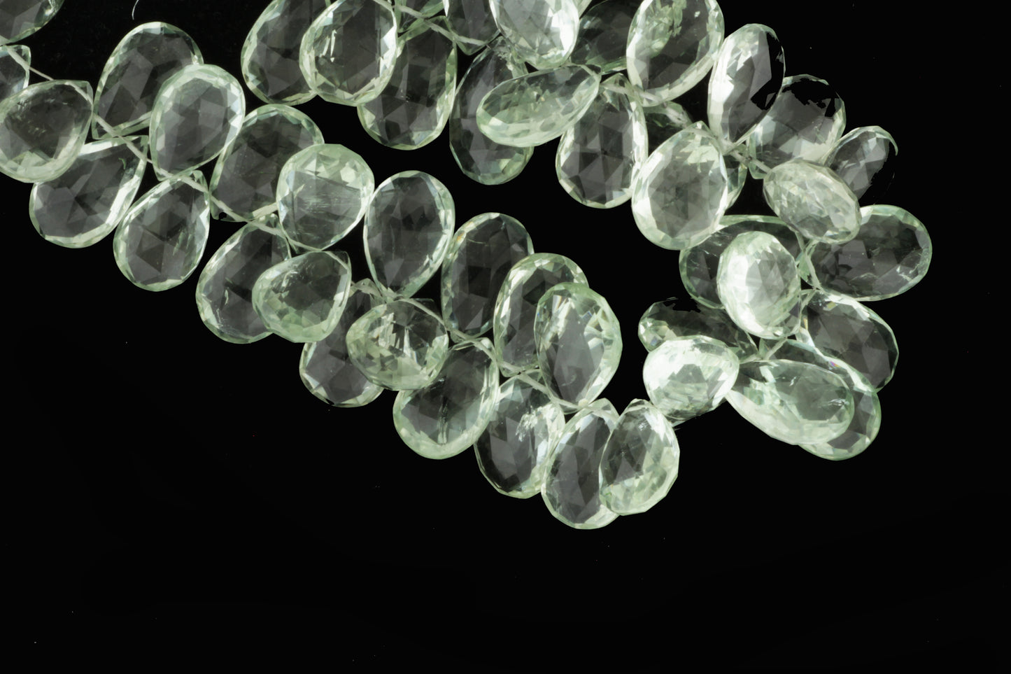 Green Amethyst 16x10mm Faceted Pear Shaped Briolettes