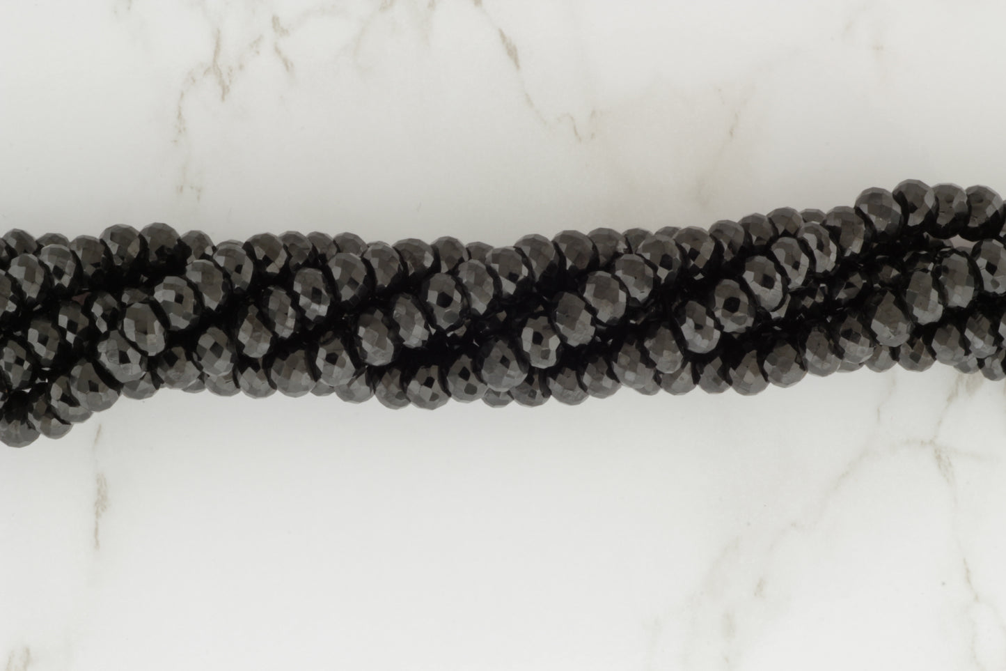 Black Spinel 7mm Faceted Rondelles