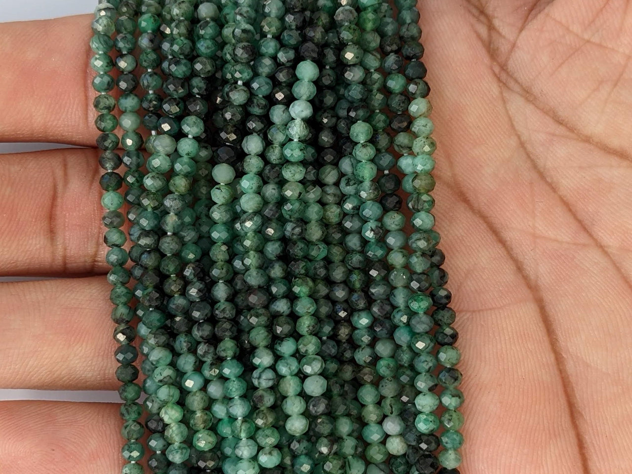 Ombre Sakoda Emerald 3.5mm Faceted Rondelles