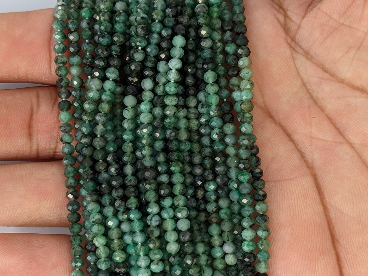 Ombre Sakoda Emerald 3.5mm Faceted Rondelles