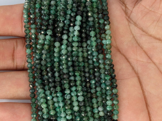 Ombre Sakoda Emerald 3.5mm Faceted Rondelles