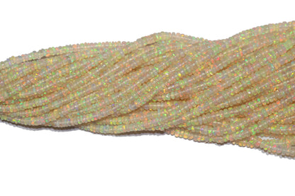 White Ethiopian Opal 3mm Smooth Rondelles