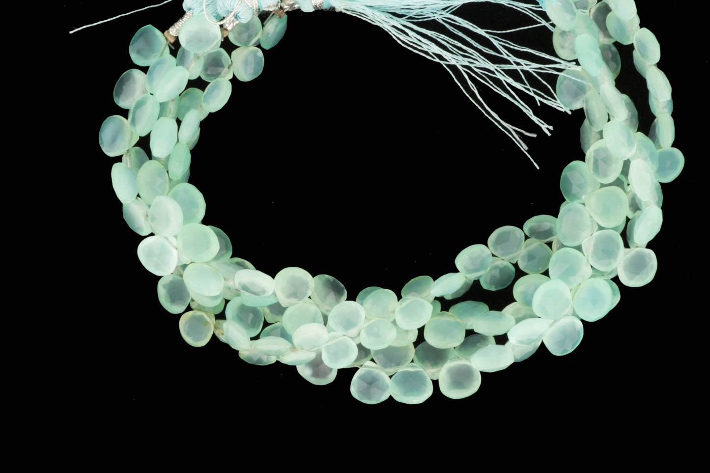 Aqua Chalcedony 7mm Faceted Heart Shaped Briolettes