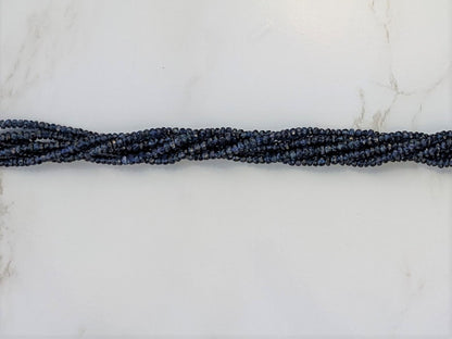 Navy Blue Sapphire 2.5mm Faceted Rondelles