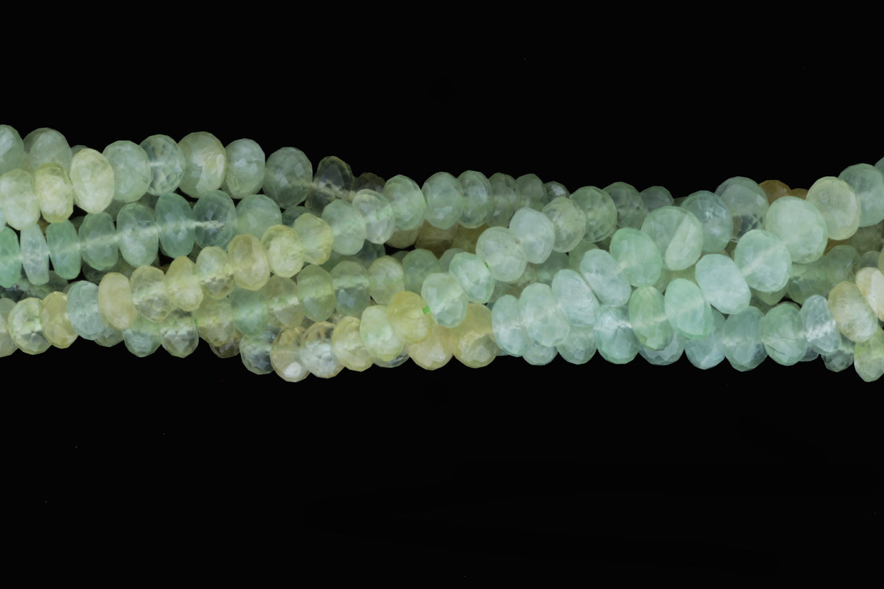 Ombre Green Prehnite 10mm Faceted Rondelles