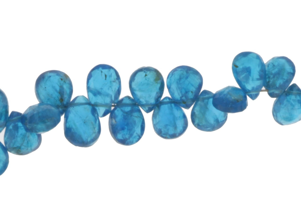 Neon Blue Apatite 7x5mm Faceted Pear Shaped Briolettes