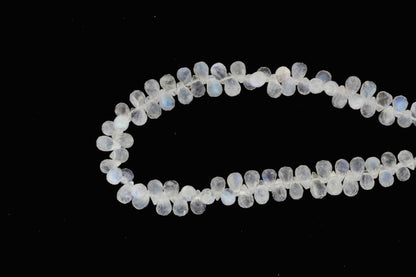 Blue Rainbow Moonstone 7x5mm Faceted Teardrop Briolettes