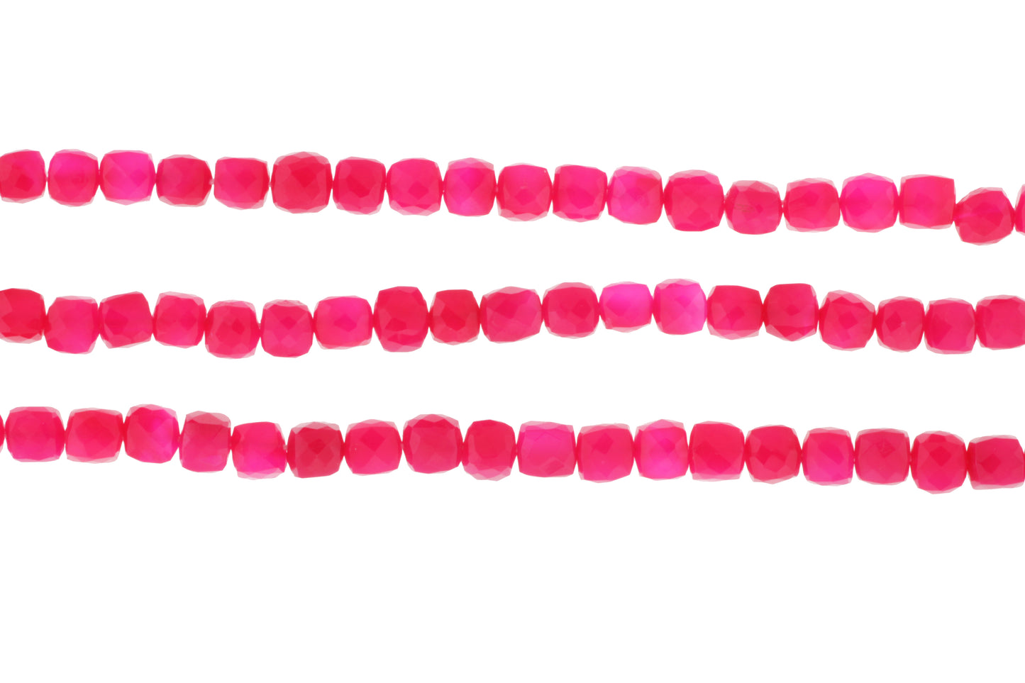 Light Hot Pink Chalcedony 7mm Faceted Cubes
