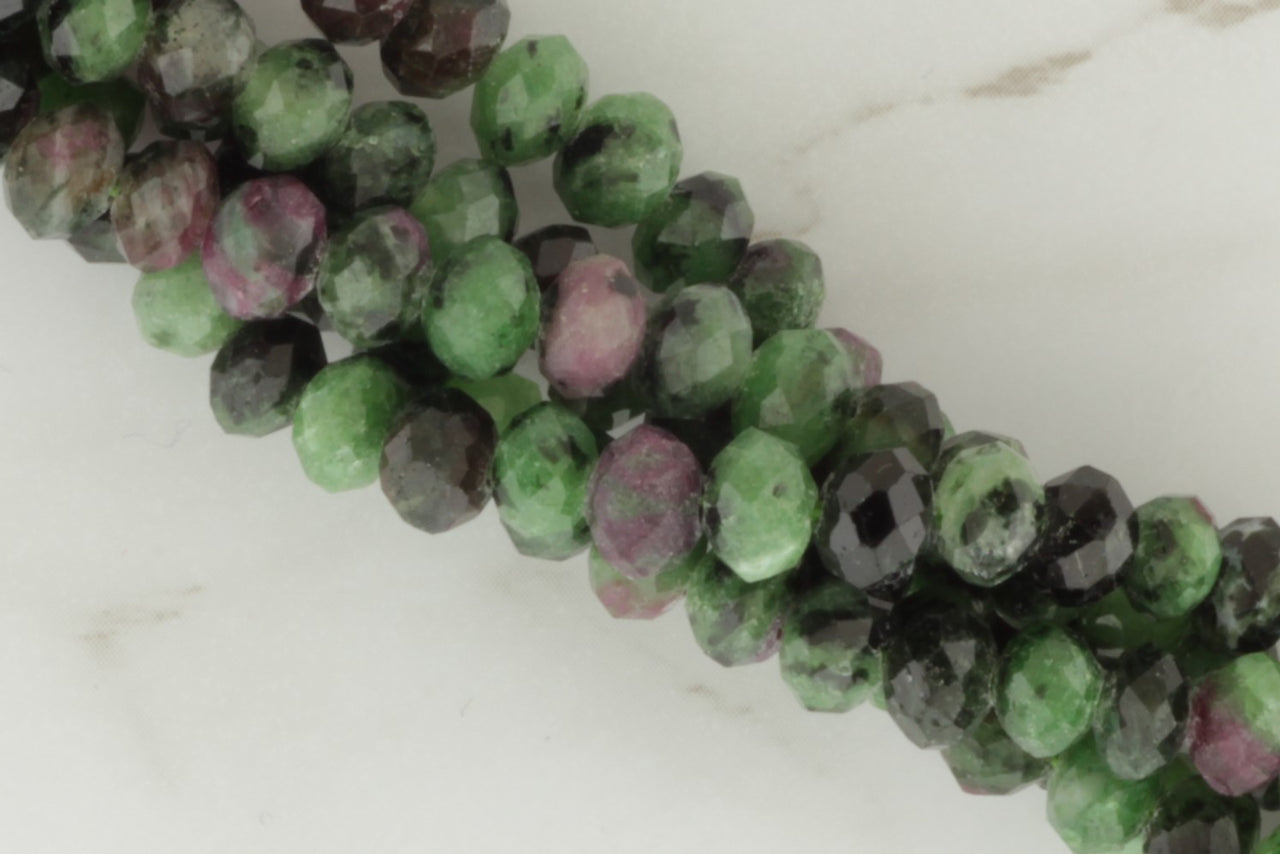Green and Red Ruby Zoisite 5mm Faceted Rondelles