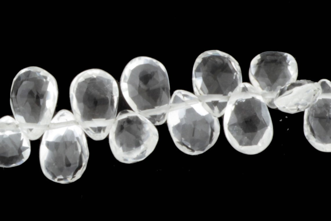 Clear Rock Crystal Quartz 7x5mm Faceted Pear Shaped Briolettes