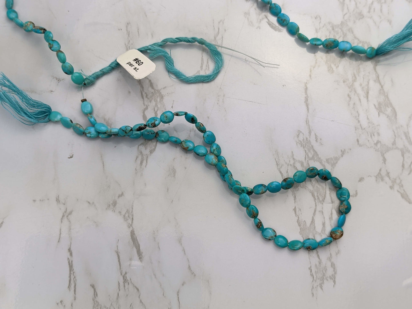 Natural Blue and Black Turquoise 6x4mm Smooth Ovals