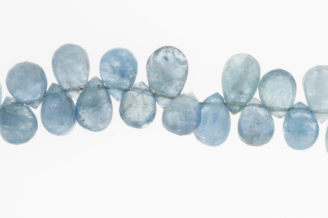 Blue Moss Aquamarine 8x6mm Faceted Pear Shaped Briolettes