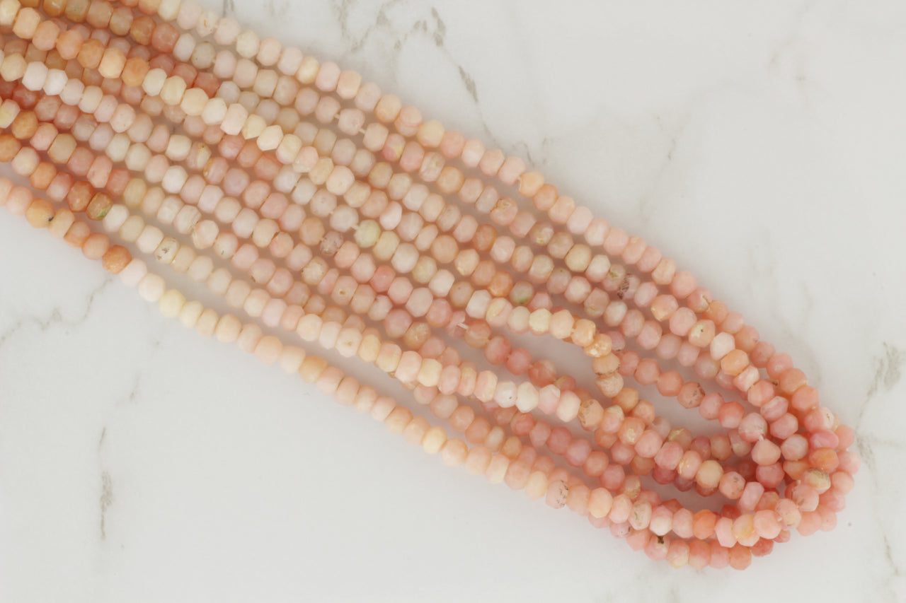 Ombre Pink Opal 3.5mm Faceted Rondelles