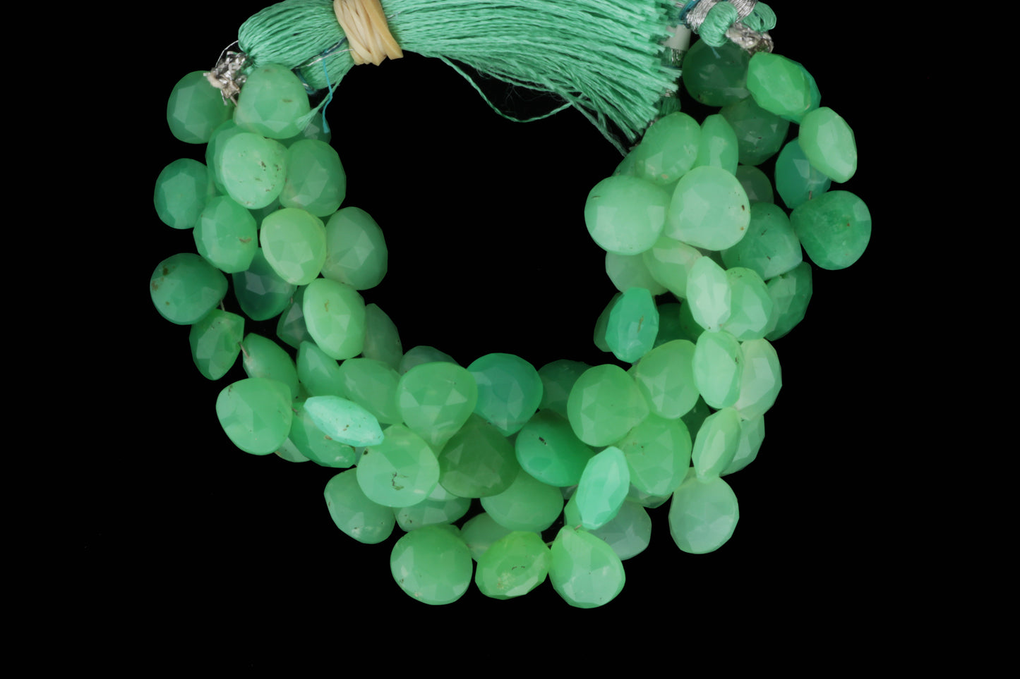 Apple Green Chrysoprase 10mm Faceted Heart Shaped Briolettes