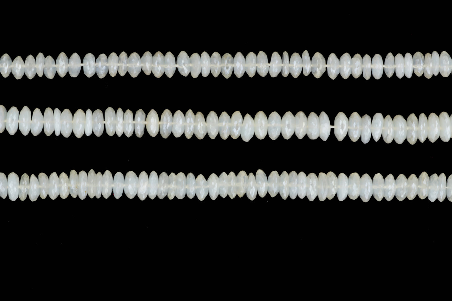 Coated White Moonstone 8mm German Cut Faceted Rondelles