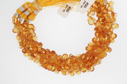 Orange Madeira Citrine 7x5mm Faceted Pear Shaped Briolettes