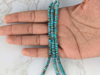 Natural Blue and Black Turquoise 5mm Smooth Rondelles