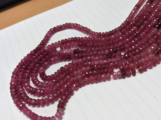 Ombre Pink Tourmaline 5mm Faceted Rondelles