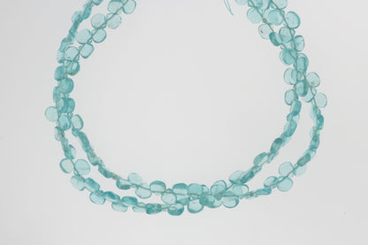 Sea Blue Apatite 5mm Smooth Heart Shaped Briolettes
