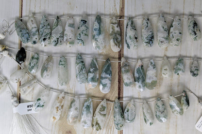 Moss Jasper 20x8mm Faceted Pear Shaped Briolettes