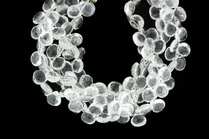 Clear Rock Crystal Quartz 9mm Faceted Heart Shaped Briolettes