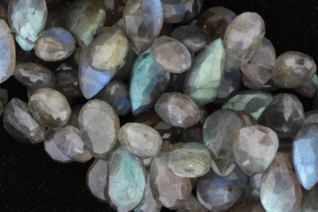 Blue Labradorite 12x8mm Faceted Pear Shaped Briolettes