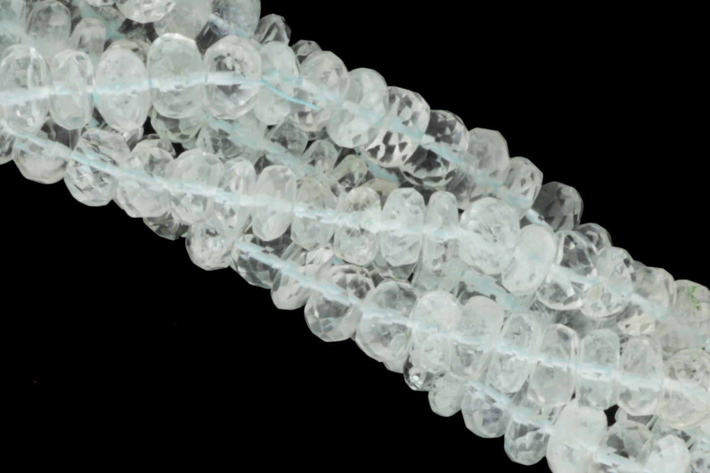 Pale Blue Aquamarine 7mm Faceted Rondelles