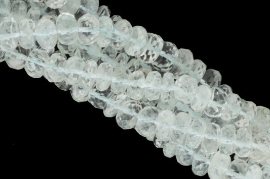 Pale Blue Aquamarine 7mm Faceted Rondelles