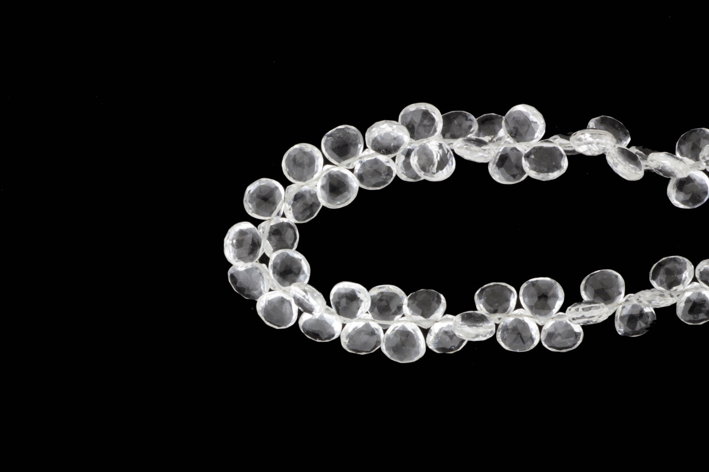 Clear Rock Crystal Quartz 7mm Faceted Heart Shaped Briolettes