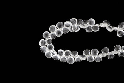 Clear Rock Crystal Quartz 7mm Faceted Heart Shaped Briolettes