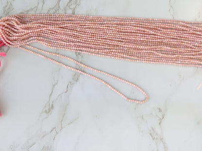 Pink Opal 2mm Faceted Rounds Bead Strand