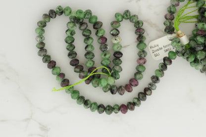 Green and Red Ruby Zoisite 5mm Faceted Rondelles
