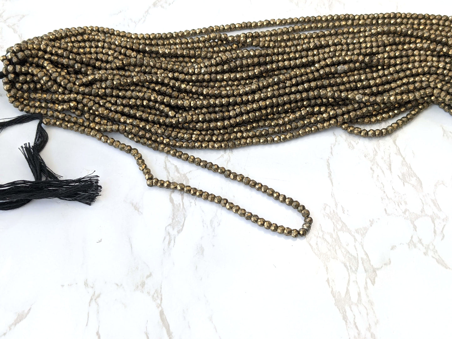 Natural Pyrite 4mm Faceted Rondelles