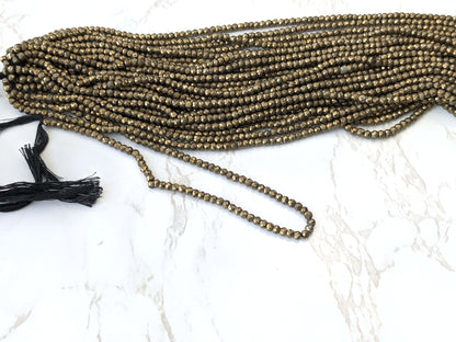 Natural Pyrite 4mm Faceted Rondelles